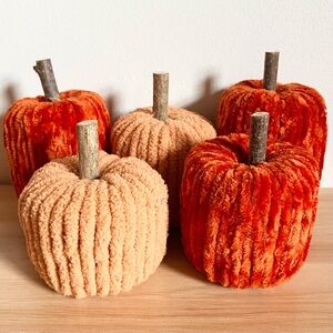 Orange Handmade Pumpkin Fall Decor Set of 5